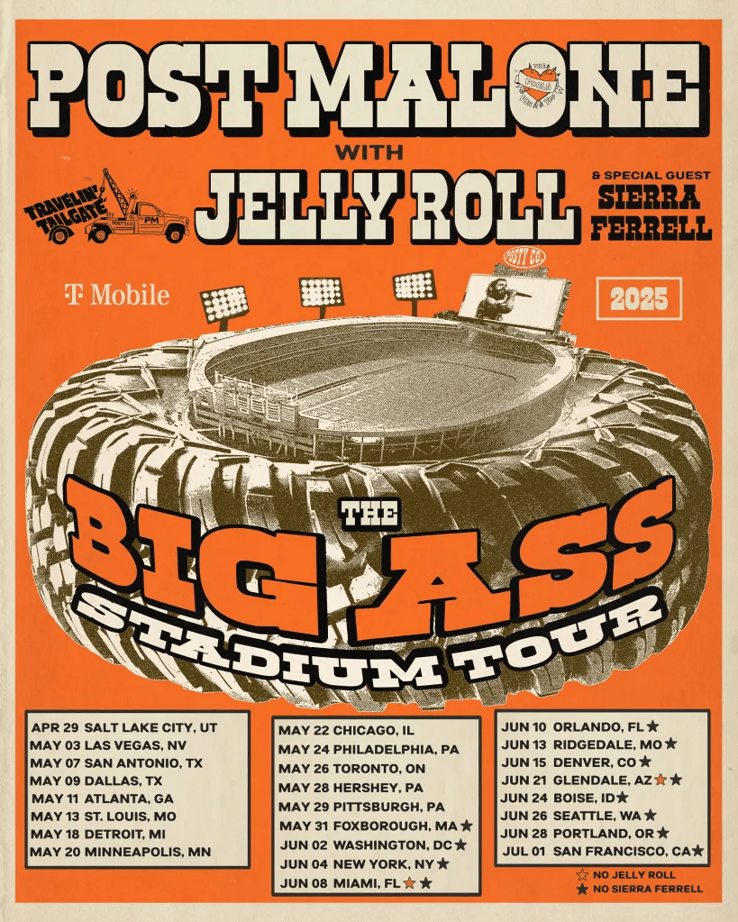 Post Malone and Jelly Roll announce stadium tour stopping in NYC and&nbsp;Philadelphia