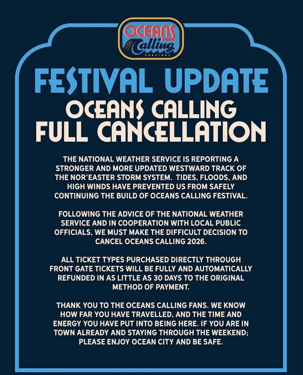 Oceans Calling cancelled: here’s your backup plan
